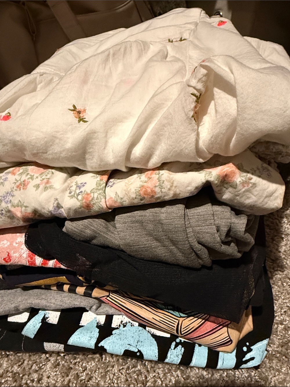 Stack of Mixed Women's Tops - Floral & Graphic Bundle